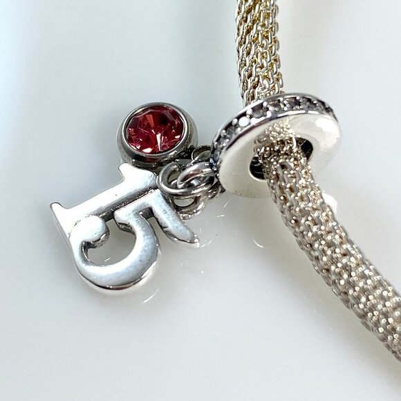 Sterling Silver 15th Birthday with Birthstone Dangle Charm  - CUSTOMIZABLE - Picture 1 of 7